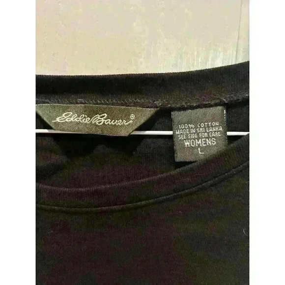 2 Eddie Bauer Tops long sleeve Crew Neck Tee Black and Lavender Both size Large - Picture 3 of 9
